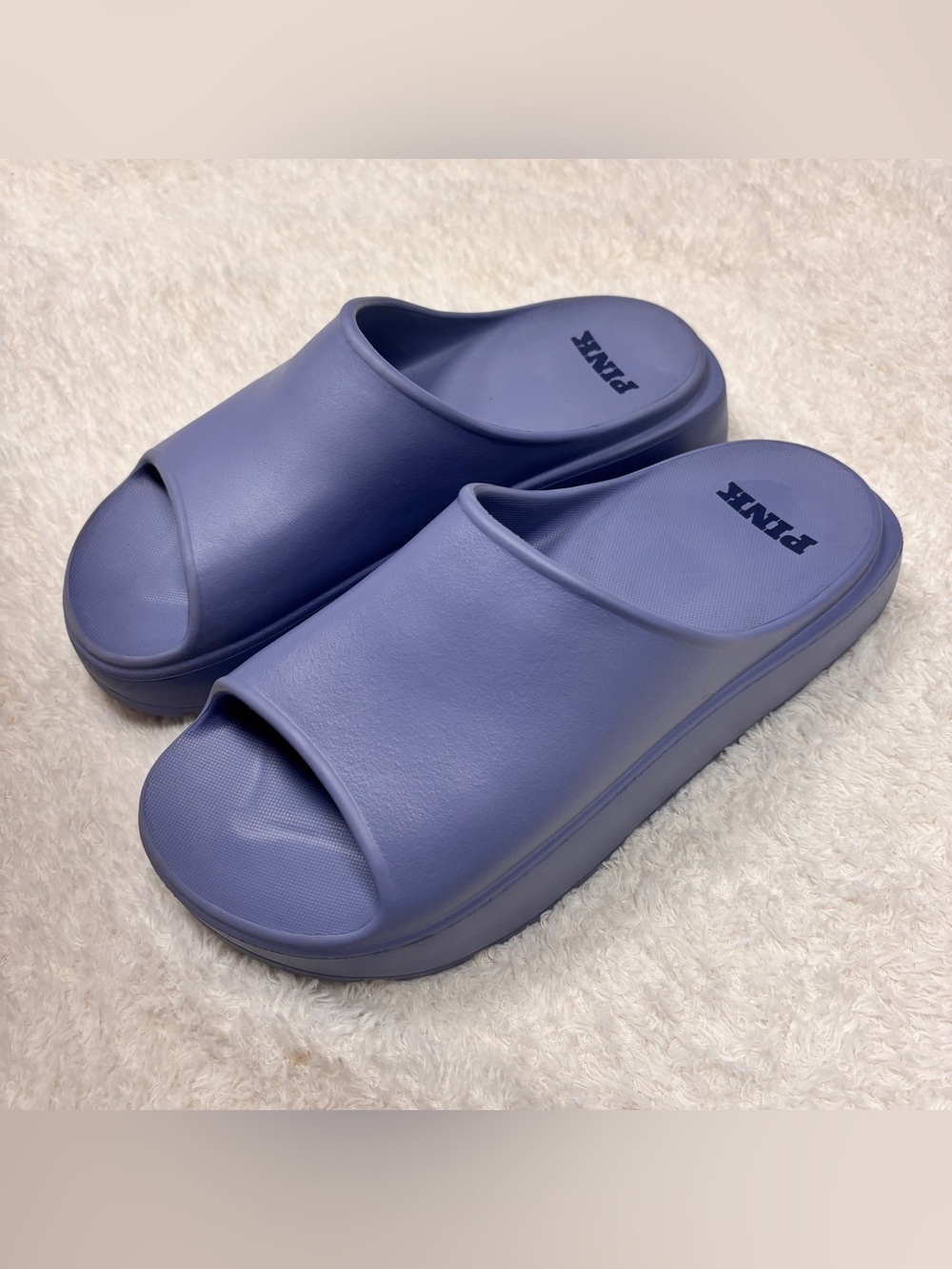 PINK Victoria’s Secret Platform Slides Slip On Sandals, Size Medium 7/8 Blue